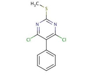 4,6-Dichloro-2-methylthio-5-phenylpyrimidine (CAS 64415-11-8) - chemical structure image