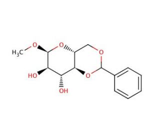 (&plus;)-(4,6-O-Benzylidene)methyl-&alpha;-D-glucopyranoside (CAS 3162-96-7) - chemical structure image