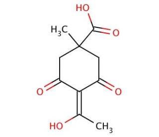 4-Acetyl-3,5-dioxo-1-methylcyclohexanecarboxylic acid (CAS 181486-37-3) - chemical structure image