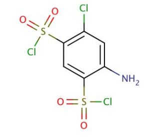 4-Amino-6-chloro-1,3-benzenedisulfonyl chloride (CAS 671-89-6) - chemical structure image