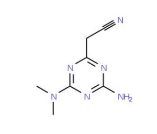 [4-amino-6-(dimethylamino)-1,3,5-triazin-2-yl]acetonitrile (CAS 21320-38-7) - chemical structure image
