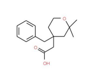 (4-Benzyl-2,2-dimethyl-tetrahydro-pyran-4-yl)-acetic acid - chemical structure image