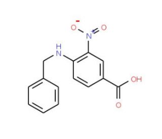 4-Benzylamino-3-nitro-benzoic acid (CAS 68502-37-4) - chemical structure image