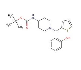 4-(Boc-amino)-1-[(2-hydroxyphenyl)(thiophen-2-yl)methyl]piperidine (CAS 870703-80-3) - chemical structure image