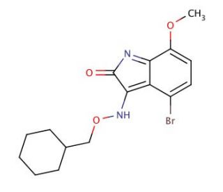 4-bromo-3-(cyclohexylmethoxyimino)-7-methoxyindolin-2-one (CAS 1202859-57-1) - chemical structure image