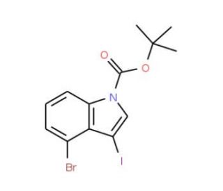 4-Bromo-3-iodoindole-1-carboxylic acid tert-butyl ester (CAS 406170-09-0) - chemical structure image