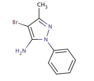 4-Bromo-3-methyl-1-phenyl-1H-pyrazol-5-ylamine (CAS 69464-98-8) - chemical structure image