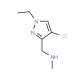 (4-Chloro-1-ethyl-1H-pyrazol-3-ylmethyl)-methyl-amine - chemical structure image