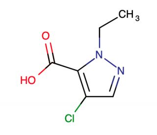 4-chloro-1-ethyl-1H-pyrazole-5-carboxylic acid (CAS 400756-39-0) - chemical structure image