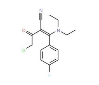 4-chloro-2-[(diethylamino)(4-fluorophenyl)methylidene]-3-oxobutanenitrile - chemical structure image