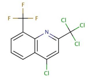 4-Chloro-2-trichloromethyl-8-trifluoromethyl-quinoline (CAS 91991-76-3) - chemical structure image