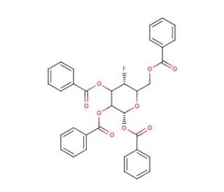 4-Deoxy-4-fluoro-1,2,3,6-tetra-O-benzoyl-&alpha;-D-mannose - chemical structure image