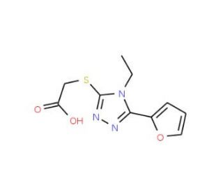 {[4-ethyl-5-(2-furyl)-4H-1,2,4-triazol-3-yl]thio}acetic acid - chemical structure image