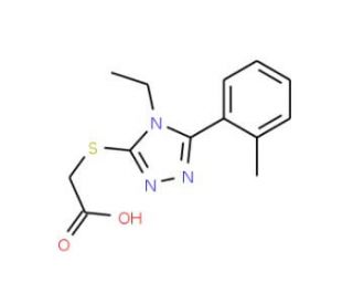 {[4-ethyl-5-(2-methylphenyl)-4H-1,2,4-triazol-3-yl]thio}acetic acid - chemical structure image