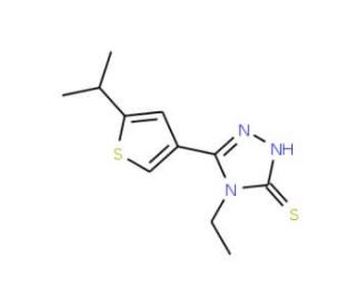4-Ethyl-5-(5-isopropylthien-3-yl)-4H-1,2,4-triazole-3-thiol - chemical structure image