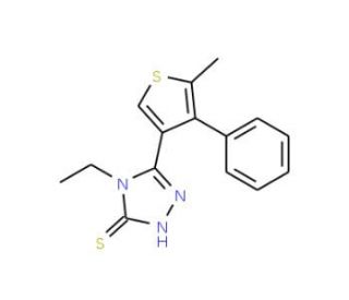 4-Ethyl-5-(5-methyl-4-phenylthien-3-yl)-4H-1,2,4-triazole-3-thiol - chemical structure image