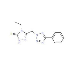 4-Ethyl-5-(5-phenyl-tetrazol-2-ylmethyl)-4H-[1,2,4]triazole-3-thiol (CAS 436092-66-9) - chemical structure image