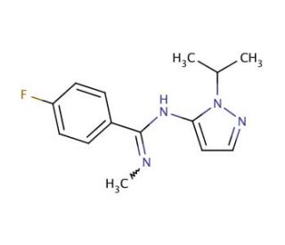 4-fluoro-N&prime;-(1-isopropyl-1H-pyrazol-5-yl)-N-methylbenzenecarboximidamide - chemical structure image