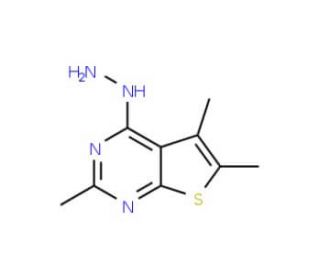 4-hydrazino-2,5,6-trimethylthieno[2,3-d]pyrimidine (CAS 77995-55-2) - chemical structure image