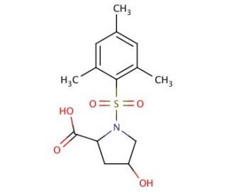 4-hydroxy-1-(mesitylsulfonyl)pyrrolidine-2-carboxylic acid - chemical structure image