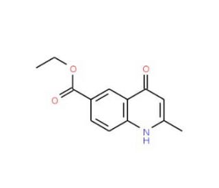 4-Hydroxy-2-methylquinoline-6-carboxylic acid ethyl ester (CAS 300590-94-7) - chemical structure image