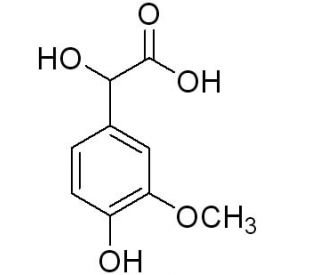 4-Hydroxy-3-methoxymandelic acid (CAS 55-10-7) - chemical structure image