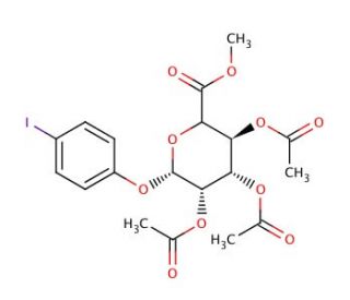 4-Iodophenyl 2,3,4-Tri-O-acetyl-&beta;-D-glucuronide Methyl Ester (CAS 490028-18-7) - chemical structure image