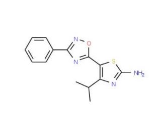 4-Isopropyl-5-(3-phenyl-1,2,4-oxadiazol-5-yl)-1,3-thiazol-2-amine (CAS 937682-00-3) - chemical structure image