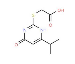 (4-Isopropyl-6-oxo-1,6-dihydro-pyrimidin-2-ylsulfanyl)-acetic acid - chemical structure image