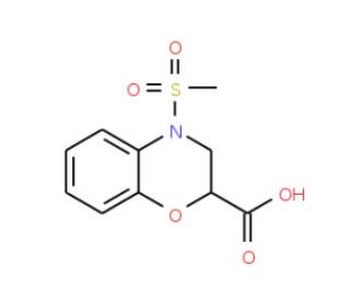 4-Methanesulfonyl-3,4-dihydro-2H-benzo[1,4]-oxazine-2-carboxylic acid - chemical structure image
