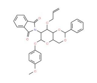 4-Methoxyphenyl 3-O-Allyl-4,6-O-benzylidene-2-deoxy-2-phthalimido-beta-D-glucopyranoside (CAS 889453-84-3) - chemical structu