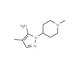 4-Methyl-2-(1-methyl-piperidin-4-yl)-2H-pyrazol-3-ylamine - chemical structure image