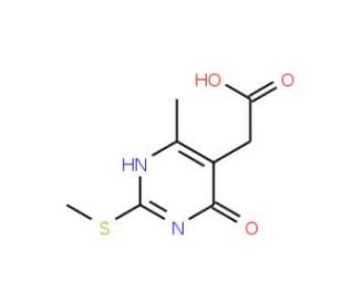 (4-Methyl-2-methylsulfanyl-6-oxo-1,6-dihydro-pyrimidin-5-yl)-acetic acid - chemical structure image