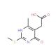 (4-Methyl-2-methylsulfanyl-6-oxo-1,6-dihydro-pyrimidin-5-yl)-acetic acid - chemical structure image