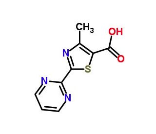4-methyl-2-(pyrimidin-2-yl)-1,3-thiazole-5-carboxylic acid (CAS 34418-48-9) - chemical structure image