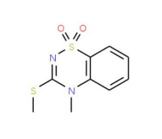 4-Methyl-3-methylthio-4H-1,2,4-benzothiadiazin-1,1-dioxide (CAS 42140-71-6) - chemical structure image