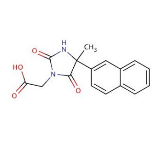 [4-methyl-4-(2-naphthyl)-2,5-dioxoimidazolidin-1-yl]acetic acid - chemical structure image