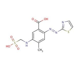 4-Methyl-5-(sulfomethylamino)-2-(2-thiazolylazo)benzoic acid (CAS 82138-69-0) - chemical structure image