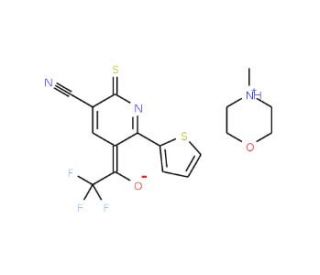 4-methylmorpholin-4-ium 3-cyano-6-thien-2-yl-5-(trifluoroacetyl)pyridine-2-thiolate - chemical structure image