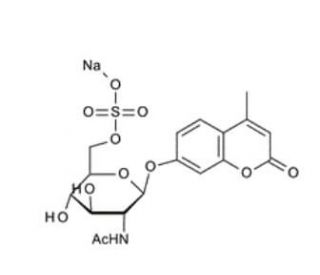4-Methylumbelliferyl 2-acetamido-2-deoxy-b-D-glucopyranoside 6-sulphate sodium salt (CAS 142439-99-4) - chemical structure im