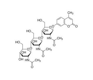 4-Methylumbelliferyl &beta;-D-N,N&prime;,N&prime;&prime;-triacetylchitotrioside (CAS 53643-13-3) - chemical structure image