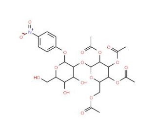 4-Nitrophenyl 2-O-(2,3,4,6-Tetra-O-acetyl-&beta;-D-glucopyranosyl)-&beta;-D-glucopyranoside (CAS 26255-69-6) - chemical structure image