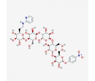 4-Nitrophenyl 6&prime;-deoxy-6&prime;-(2-pyridylamino)-a-D-penta-(1-4)-glucopyranoside (CAS 100111-14-6) - chemical structure image