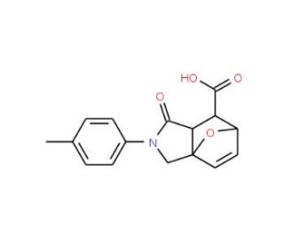 4-Oxo-3-p-tolyl-10-oxa-3-aza-tricyclo[5.2.1.0*1,5*]dec-8-ene-6-carboxylic acid (CAS 14261-91-7) - chemical structure image