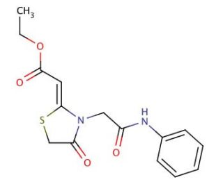 (4-Oxo-3-phenylcarbamoylmethyl-thiazolidin-2-ylidene)-acetic acid ethyl ester - chemical structure image