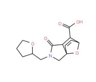 4-Oxo-3-(tetrahydro-furan-2-ylmethyl)-10-oxa-3-aza-tricyclo[5.2.1.0*1,5*]dec-8-ene-6-carboxylic acid - chemical structure ima