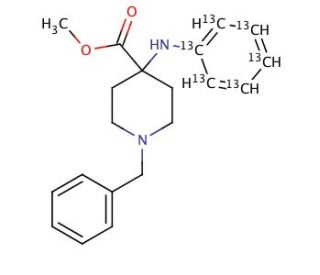 4-(Phenyl-13C6-amino]-1-benzyl-4-piperidinecarboxylic Acid Methyl Ester - chemical structure image