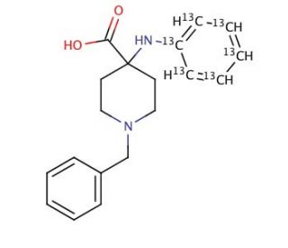 4-(Phenyl-13C6-amino]-1-benzyl-4-piperidinecarboxylic Acid - chemical structure image