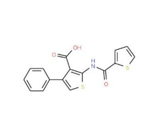 4-phenyl-2-[(thien-2-ylcarbonyl)amino]thiophene-3-carboxylic acid - chemical structure image