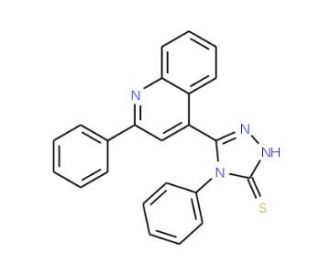 4-phenyl-5-(2-phenylquinolin-4-yl)-4H-1,2,4-triazole-3-thiol (CAS 70059-80-2) - chemical structure image